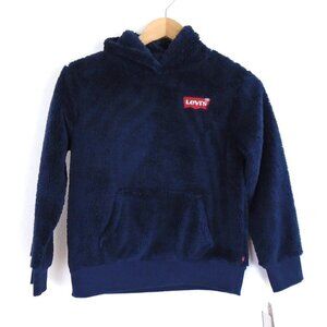 Levi's Kids Unisex Long Sleeve Hooded Fleece Sweatshirt Size M Blue Soft Fuzzy